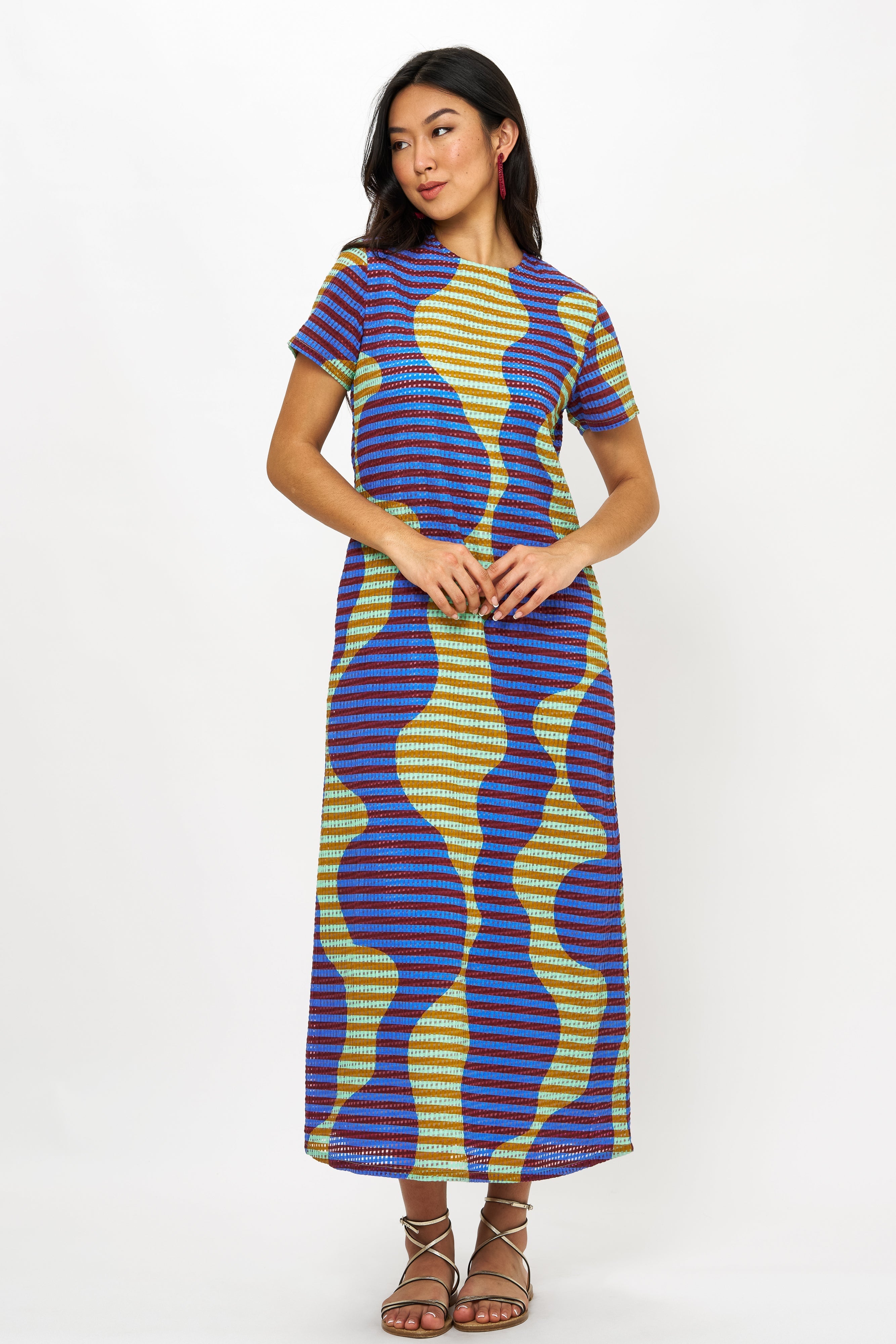 Short Sleeve Shift Maxi- Haring Blue