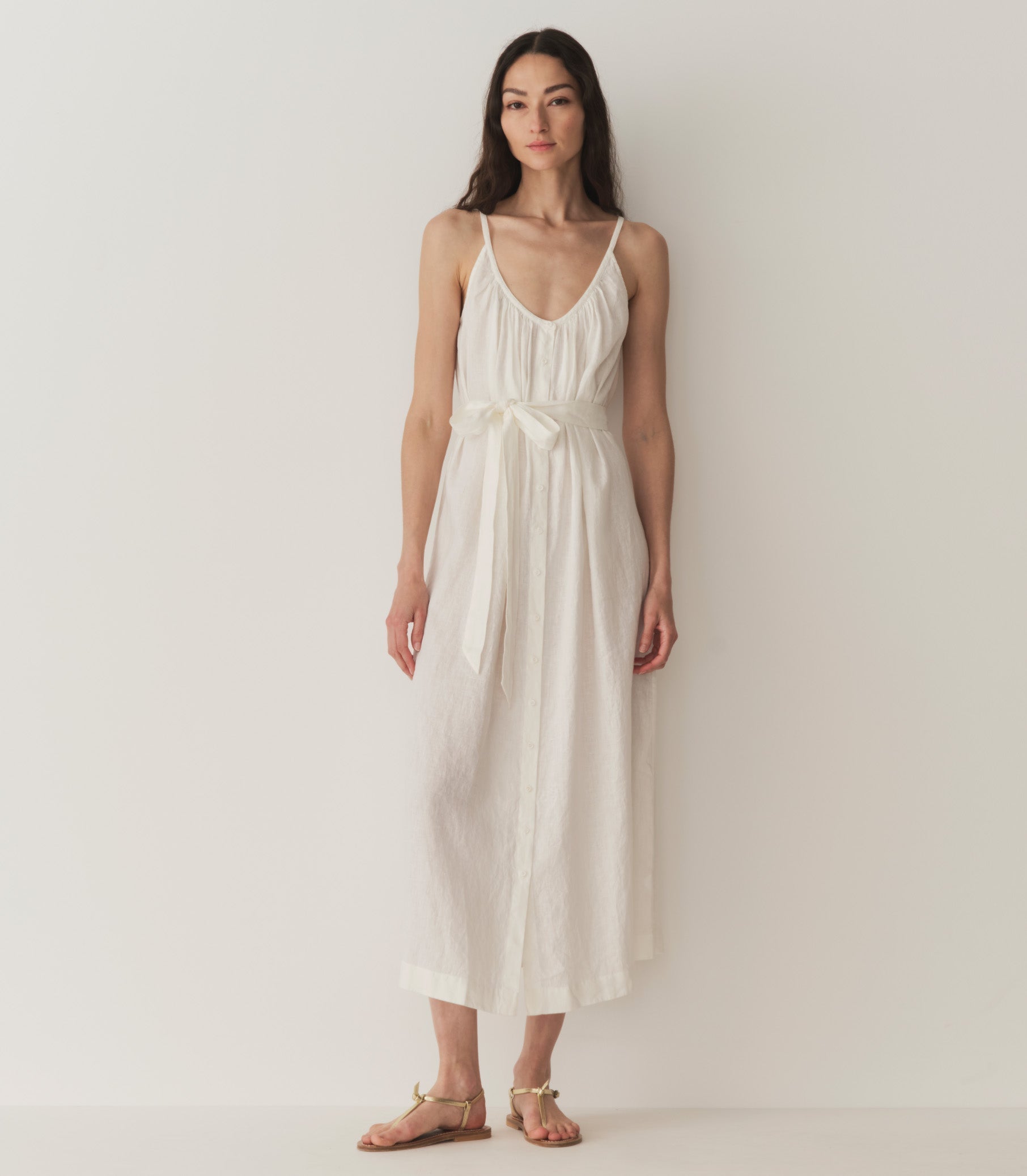 NEVITA LINEN DRESS -- SALT