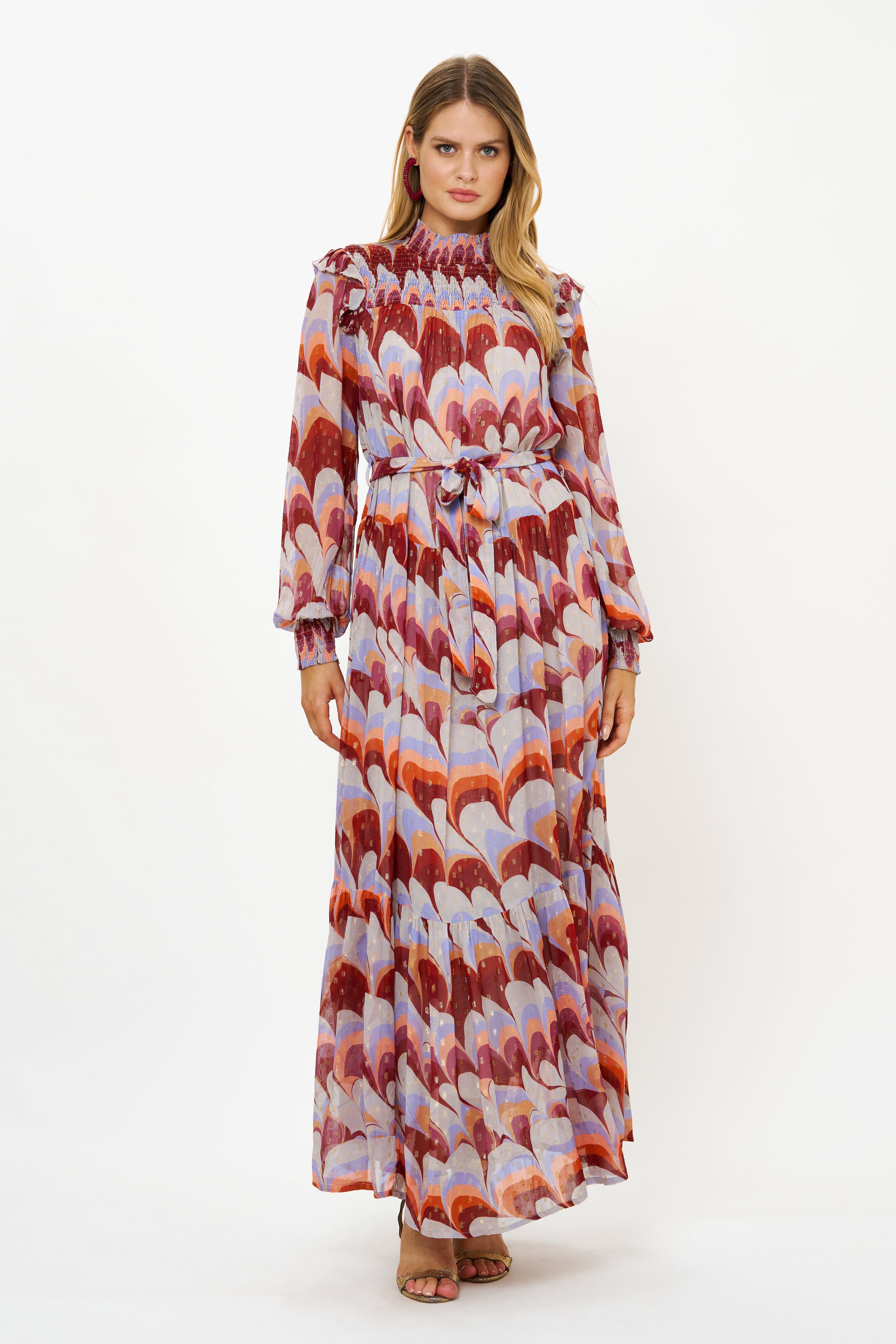 Smocked Neck Maxi- Venice Cognac